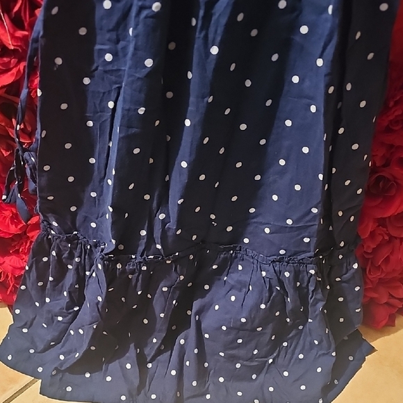Old Navy Blue and White Smocked Polka Dot Halter Sundress Size Medium - Picture 3 of 7